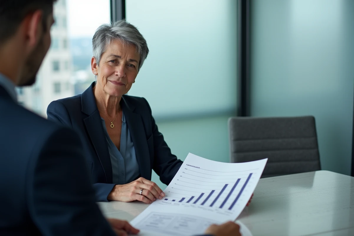 Conseillère financière et cliente discutant de la durée optimale de placement en SCPI