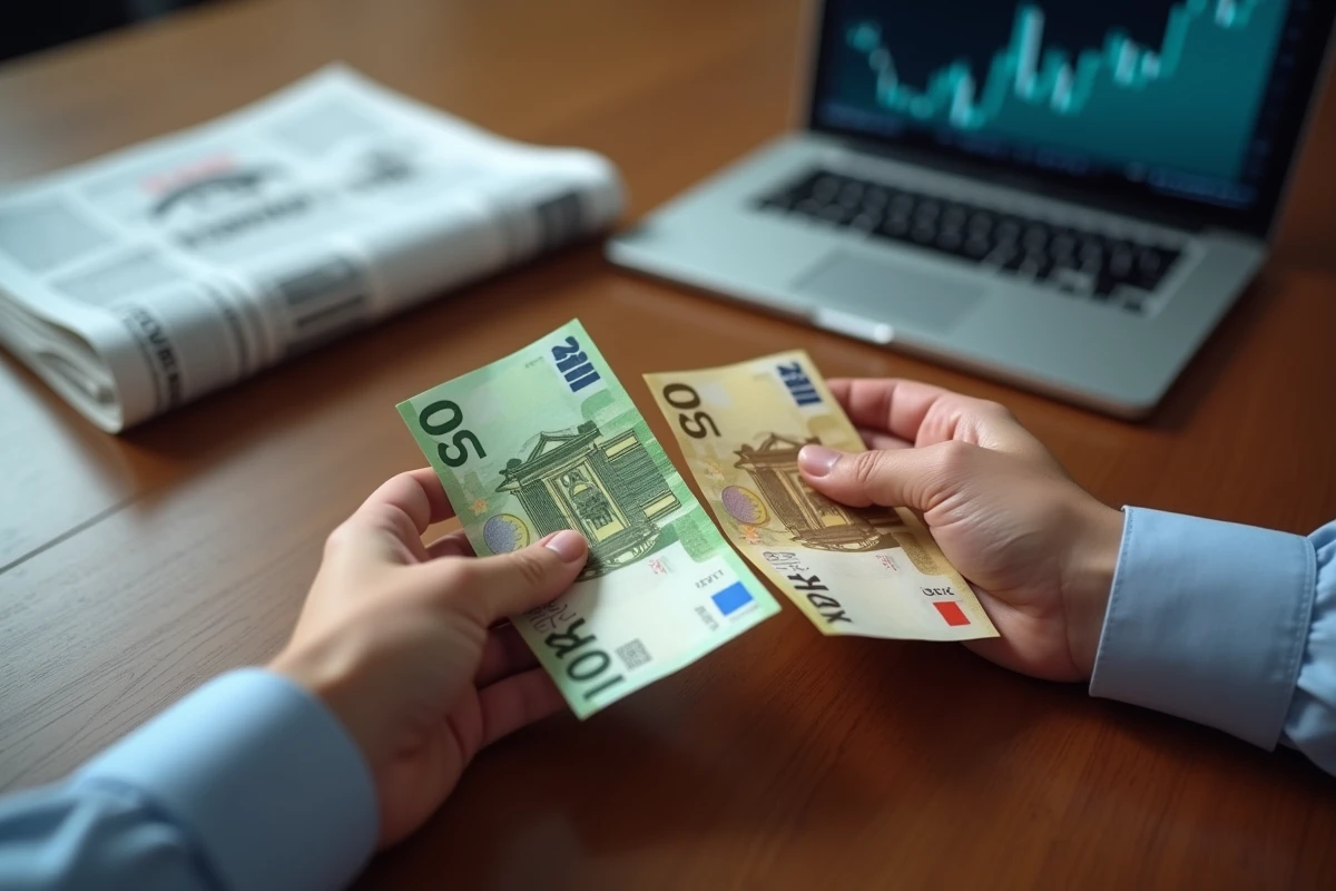 Comparaison des devises euro et yen symbolisant la richesse économique respective de la France et du Japon