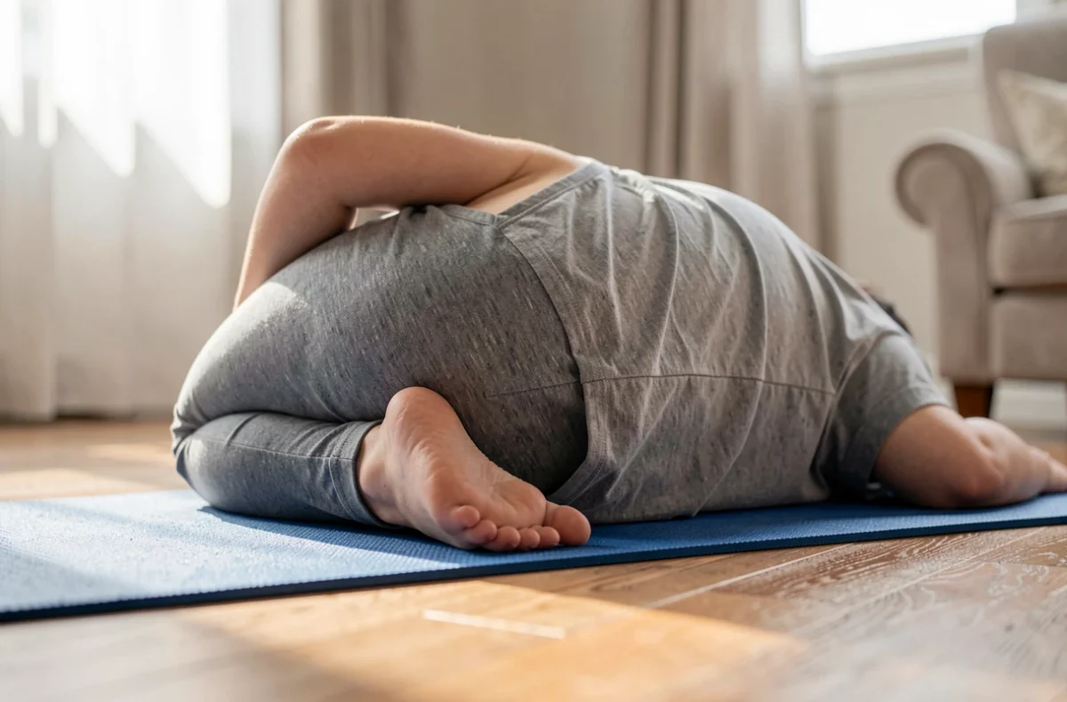 Séance de yoga axée sur le dos, avec une posture d'étirement au sol
