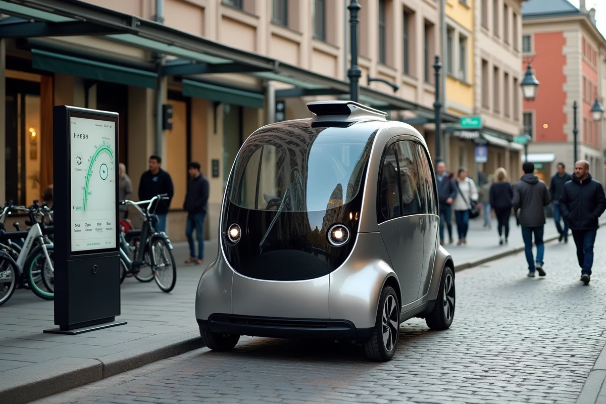 Véhicule autonome électrique dans un hub de mobilité urbaine multimodale en ville européenne